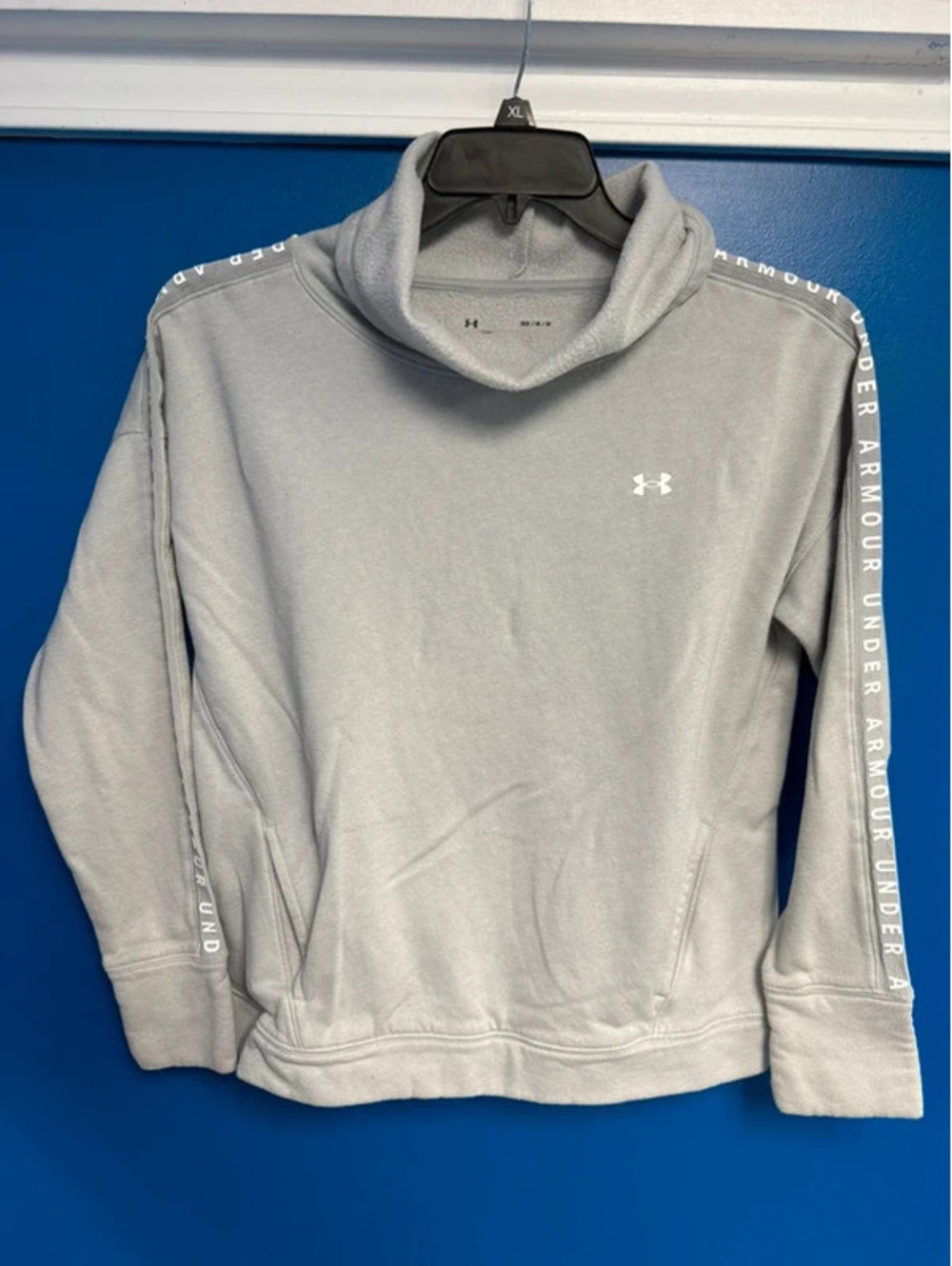 Under Armour Grey Funnel Neck Logo Sweatshirt Medium